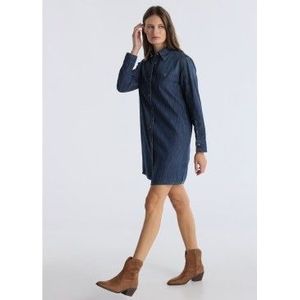 Lois Jeansvoor vrouwen. 448692885 Emma Rudi jurk marine (XS), Casual, Katoen, Lange mouwen, Marineblauw