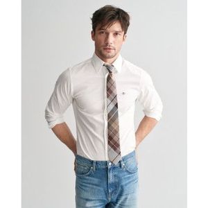 Gantvoor mannen. 3240171 Slim Fit Poplin Stretch Overhemd wit (S), Casual, Katoen, Lange mouwen