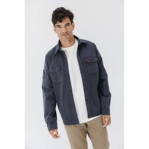elPulpovoor mannen. 11100127759 Heritage overhemd met twee zakken marine (M), Casual, Katoen, Lange mouwen, Marineblauw