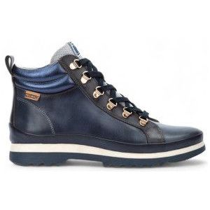 Pikolinosvoor vrouwen. W3W-8564C5 Vigo marine leren enkellaarsjes (36), Leer, 1 tot 3 cm, Veters, Ritssluiting, Casual, Marineblauw
