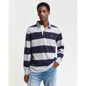 GANT - Reg Chambray Stripe Heavy Rugger - Poloshirt - Grijs Melange - 100% Katoen
