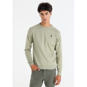 Lois Jeansvoor mannen. 171483125 Basic gebreide groene trui (S), Casual, Katoen, Lange mouwen