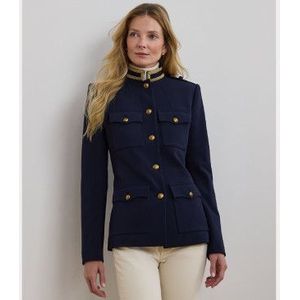 Lauren Ralph Laurenvoor vrouwen. 200965735001 Marine metallic jas (40), Casual, Polyester, Marineblauw