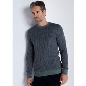 Bendorffvoor mannen. 870365289 BENDORFF - Trui met groene jacquard ronde hals (S), Casual, Katoen, Lange mouwen