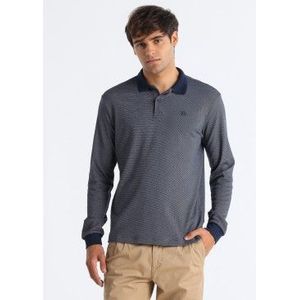 Bendorffvoor mannen. 831135566 Polo Jacquard Logo marine (S), Casual, Katoen, Lange mouwen, Marineblauw