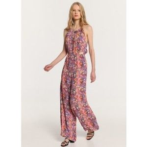 Lois Jeansvoor vrouwen. 290302482 Aztekenprint uitgesneden jumpsuit roze (XL), Casual, Viscose, Mouwloos / spaghettibandjes