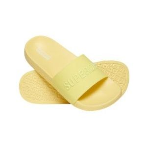Superdryvoor vrouwen. WF310216A Veganistische teenslippers met geel logo (40/41), Plat, Geen, Strandkleding