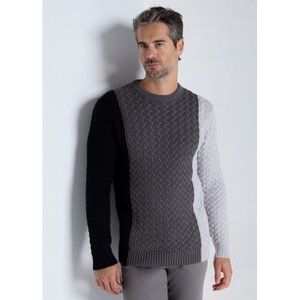 Bendorffvoor mannen. 870305267 Veelkleurige gebreide trui met boxkraag (S), Wit, Casual, Katoen, Lange mouwen