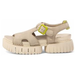 Artvoor vrouwen. 118821124003_017 1882 Madeira Leren Sandalen beige (36), Leer, 3 tot 5 cm, Gesp, Casual