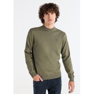 Lois Jeansvoor mannen. 176693125 Basic geborduurde trui met ronde hals groen (S), Casual, Katoen, Lange mouwen