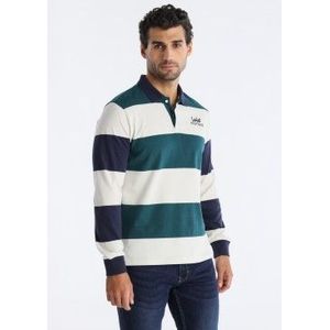Lois Jeansvoor mannen. 133123476 Harlow Rubis blauwe polo (S), Casual, Katoen, Lange mouwen