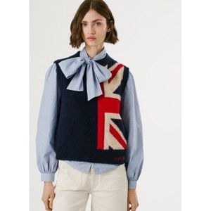 Pepe Jeansvoor vrouwen. PL7000002 Caitlin Vest marine (M), Casual, Acryl, Mouwloos / spaghettibandjes, Marineblauw