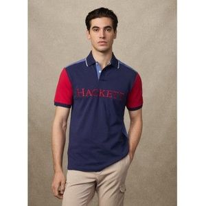 Hackett Londonvoor mannen. HM5600034 Heritage marine polo (3XL), Casual, Katoen, Korte mouwen, Marineblauw