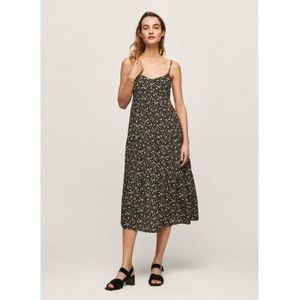 Pepe Jeansvoor vrouwen. PL953300 Pey jurk zwart (M), Casual, Viscose, Bloemen, Mouwloos / spaghettibandjes