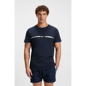 BOSSvoor mannen. 50484328 Speciaal marine T-shirt (L), Casual, Katoen, Korte mouwen, Marineblauw