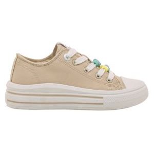 Mustang Kidsvoor meisjes. 82002AB Trainers Bigger Z beige (37), Stof, Plat, Veters, Casual, kinderkleding