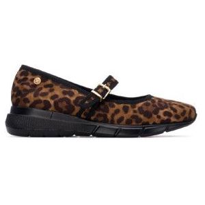 Xtivoor vrouwen. 14423801-LEOPARDO Ballerina's 144238 bruin (37), 1 tot 3 cm, Gesp, Casual, Dierenprint, Klassiek