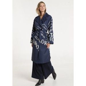 Victorio & Lucchino, V&Lvoor vrouwen. 390068161 Trenchcoat met marine opdruk (XS), Casual, Polyester, Marineblauw