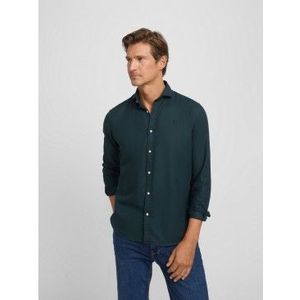 Silbonvoor mannen. 134170 Sport shirt groen visgraat structuur (S), Casual, Katoen, Lange mouwen