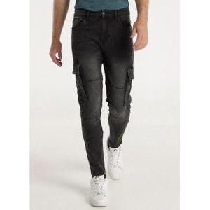 Six Valvesvoor mannen. 500441612 Zwarte cargo jeans (28), Casual, Katoen, Denim