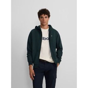 Silbonvoor mannen. 133864 Donkergroen klassiek sweatshirt (S), Casual, Katoen