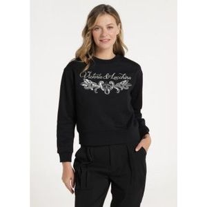 Victorio & Lucchino, V&Lvoor vrouwen. 360068176 Sweater met paillettendetail zwart (XS), Casual, Katoen, Lange mouwen