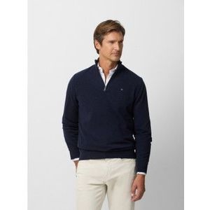 Silbonvoor mannen. 134234 Trui met halve rits marine (S), Casual, Polyester, Marineblauw