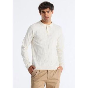 Bendorffvoor mannen. 831255596 Beige gebreide polo (M), Casual, Katoen, Lange mouwen