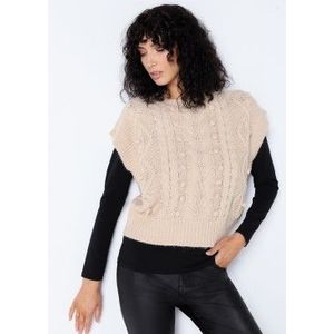 Victorio & Lucchino, V&Lvoor vrouwen. 3660785 Bruin gebreid gilet (XS), Casual, Katoen, Mouwloos / spaghettibandjes