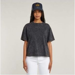 G-Starvoor vrouwen. D26241-2653-H365 Gewassen G-Script Geribd T-shirt grijs (XS), Casual, Korte mouwen, Biologisch katoen, Duurzaam