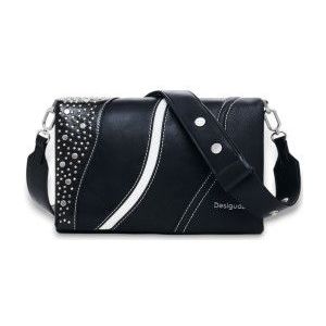 Desigualvoor vrouwen. 25SAXPAK Kleine zwarte schoudertas met studs (OSFA), Casual, Polyamide