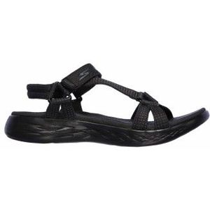Skechersvoor vrouwen. 15316 On-The-Go 600 sandalen - Glanzend beige (38), Stof, Plat, 1 tot 3 cm, Klittenband, Casual