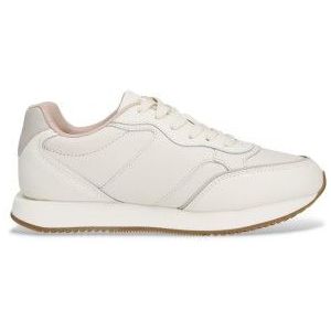 Tommy Hilfigervoor vrouwen. FW0FW08696 Off-white Runner Leren Sneakers (39), Leer, Wit, Plat, Veters, Casual