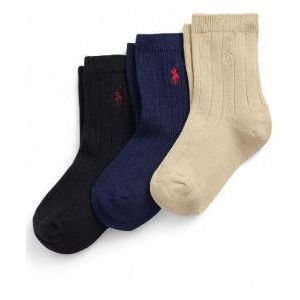 Polo Ralph Lauren - Set van 3 Paar Geribde Sokken - Zwart Marine Beige - Homewear - Katoen