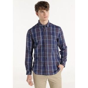 Bendorffvoor mannen. 840865564 Navy geruit overhemd (S), Casual, Katoen, Klassiek, Lange mouwen, Marineblauw