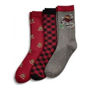 Polo Ralph Laurenvoor meisjes. 448P03265001 Set van 3 paar sokken met Polo Bear rood, grijs (8/9.5Años=136/142cm), Homewear, Katoen, kinderk