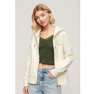 Superdryvoor vrouwen. W2012124A Sweater met logo Essential gebroken wit (M), Casual, Katoen, Lange mouwen