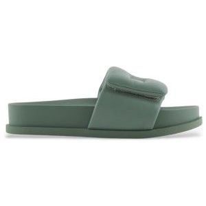 Armani Exchangevoor vrouwen. XDP061XV92601817 Teenslippers Cross-RTW groen (38.5), Plat, Geen, Strandkleding