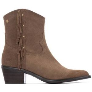 Carmelavoor vrouwen. 16266302-TAUPE Bruine splitleren laarzen 162663 (37), 3 tot 5 cm, Suède, Ritssluiting, Casual