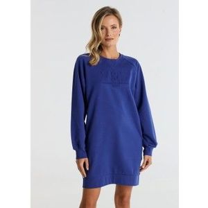 Victorio & Lucchino, V&Lvoor vrouwen. 340278092 Fluwelen sweatshirtjurk met logo blauw (XS), Casual, Katoen, Lange mouwen
