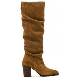 Mustangvoor vrouwen. 55439 Donkerbruine roze leren laarzen (37), Leer, 3 tot 5 cm, Ritssluiting, Casual