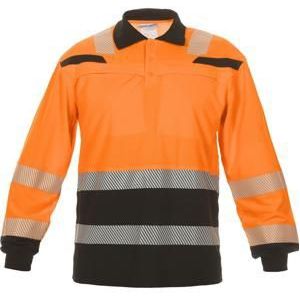 Hydrowear Poloshirt Tanna lange mouwen Trendy Hi-Vis oranje/zwart maat 2XL