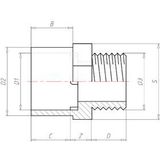 VdL Adaptermof 32mm / 40mm x 3/4 male PVC-U
