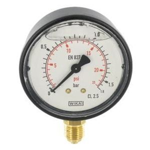 WIKA Manometer  63mm 0-1.6bar 1/4 onderaansluiting glycerine kunststof
