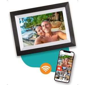 Pora & Co Digitale fotolijst 8 inch met WiFi en Frameo app zwart hout