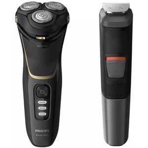 Philips SHAVER Series 3000 S3333/58 scheerapparaat Roterend scheerapparaat Trimmer Zwart, Goud