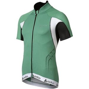 Odlo Bike standup collar fietsshirt korte mouwen groen met wit heren