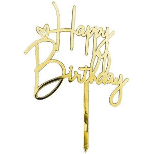 Happy Birthday Cake Topper (Goud) #1