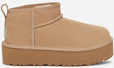 UGG Classic Ultra Mini Plateau-Boot für Kinder | UGG EU in Beige, Größe 31, Veloursleder