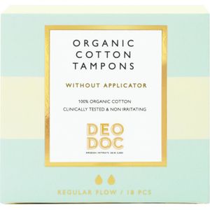 DeoDoc 100 % Organic Cotton Tampons Regular no Applicator (18pcs)